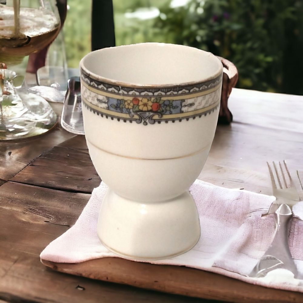 1 Vtg Noritake Lavista Egg Cup Holder Hand Painted Japan Porcelain Art‎ Deco